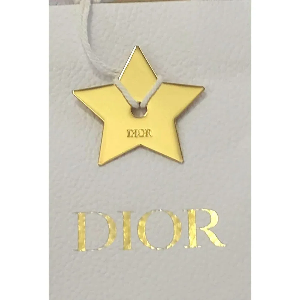Dior Empty Shopping White Gift Bag w/ Gold Logo Star & Tissue 9